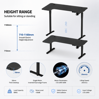 Bureau d'ordinateur AOR à réglage électrique avec design ergonomique, idéal pour les compétitions e-sportives, intelligent, monoplace, noir