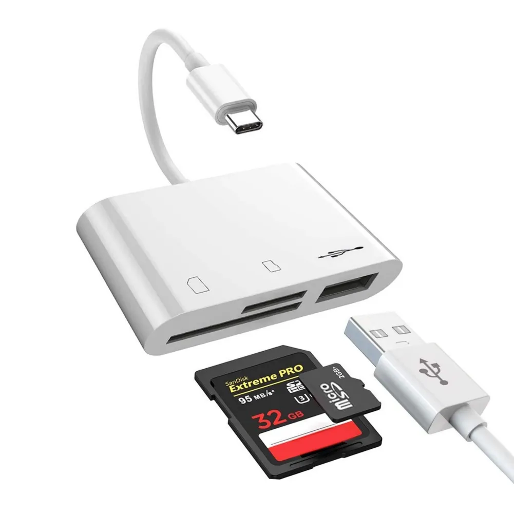متعددة الوظائف 3 في 1 قارئ بطاقات لنوع C مع منفذ شحن USB SD TF قارئ بطاقات اتصال الكاميرا كيت دعم IOS 13