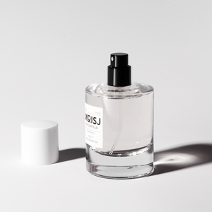 Cilindro de tapa blanca mate de 50ml de ancho Perfumería En stock Botella de perfume de vidrio de niebla larga de calidad - Product Image 2