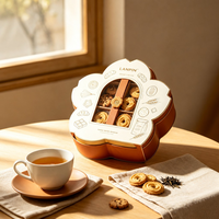 Boîte rigide trapézoïdale personnalisée avec logo, fenêtre transparente, impression dorée, plusieurs compartiments, emballage cadeau alimentaire écologique