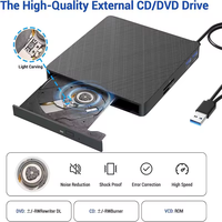 Unidad de DVD Externa Multifuncional USB 3.0 Tipo-C Lightscribe, Grabadora de DVD Portátil, Unidad Óptica de CD/DVD+/-RW con Interfaz SD/TF