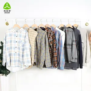 Plaid shirts long sleeve container of used clothes india used wholesale clothing mozambique ukay bale second hand clothes