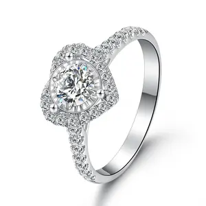 Fede nuziale del cuore dell'anello del diamante del laboratorio dell'anello dell'oro bianco 18 carati all'ingrosso per le donne