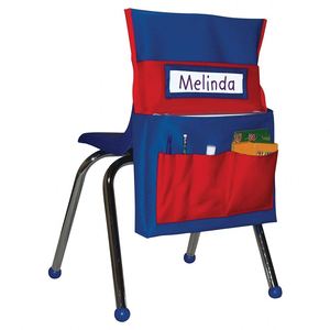 15"W X 19"H 420D Polyester Fabric Blue Red Chairback Pocket Chart Desk Buddy Organizer <b>Name</b> <b>Tag</b> School Office Chair Pockets - Product Image 1