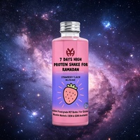 Batido de Leche con Alto Contenido de Proteínas Sabor Fresa 7 Días, Botella de Vidrio de 450 ml, Reemplazo de Comida para Ayuno, Bebida Energética Halal, Compatible con OEM ODM
