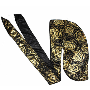 Logo personnalisé design bas quantité minimale de commande rose imprimé longue queue imitation soie <span class=keywords><strong>Durag</strong></span> pour femmes hommes satin <span class=keywords><strong>Durag</strong></span> - Product Image 3