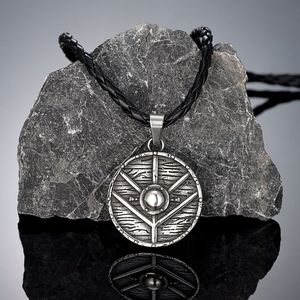 yunnique Nordic Shield Pendant Necklace Stainless Steel <b>60cm</b> Men's Fashion Jewelry Geometric Design Round Shape - Product Image 2