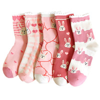 Chaussettes décontractées mi-mollet pour femme, motif lapin de dessin animé mignon, absorbantes, drôles, pour Pâques, collection automne 2026
