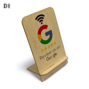 LOGO personalizzato inciso al Laser codice <span class=keywords><strong>QR</strong></span> NTAG213 in legno Google revisione Card Stand NFC Google recensioni schede - Product Image 5