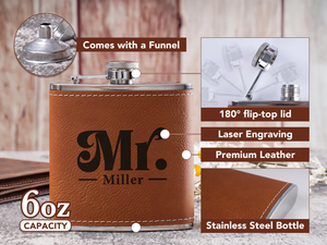 6 oz cá nhân laserable PU Da Hip <span class=keywords><strong>Flask</strong></span> cho nam giới phù rể người đàn ông tốt nhất món quà giáng sinh - Product Image 5