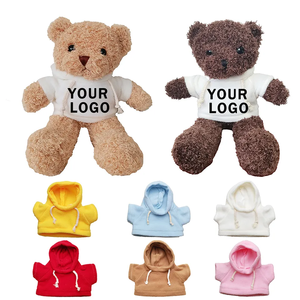 Vente en gros d'ours en peluche mignon avec logo personnalisé Chemise noire Remplissage en coton PP Cadeau promotionnel bon marché - Product Image 2