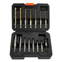Jeu d'extracteurs de vis dénudées en acier HSS, kit d'extraction de vis cassées avec adaptateur 1/4, 15 pièces