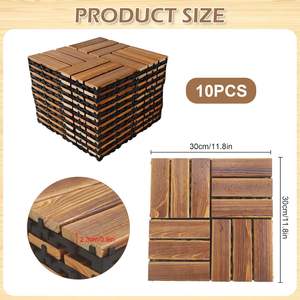 Dalles de terrasse SHENGCHENG à 8 lattes, design moderne, en bois carbonisé, dalles de terrasse emboîtables - Product Image 4