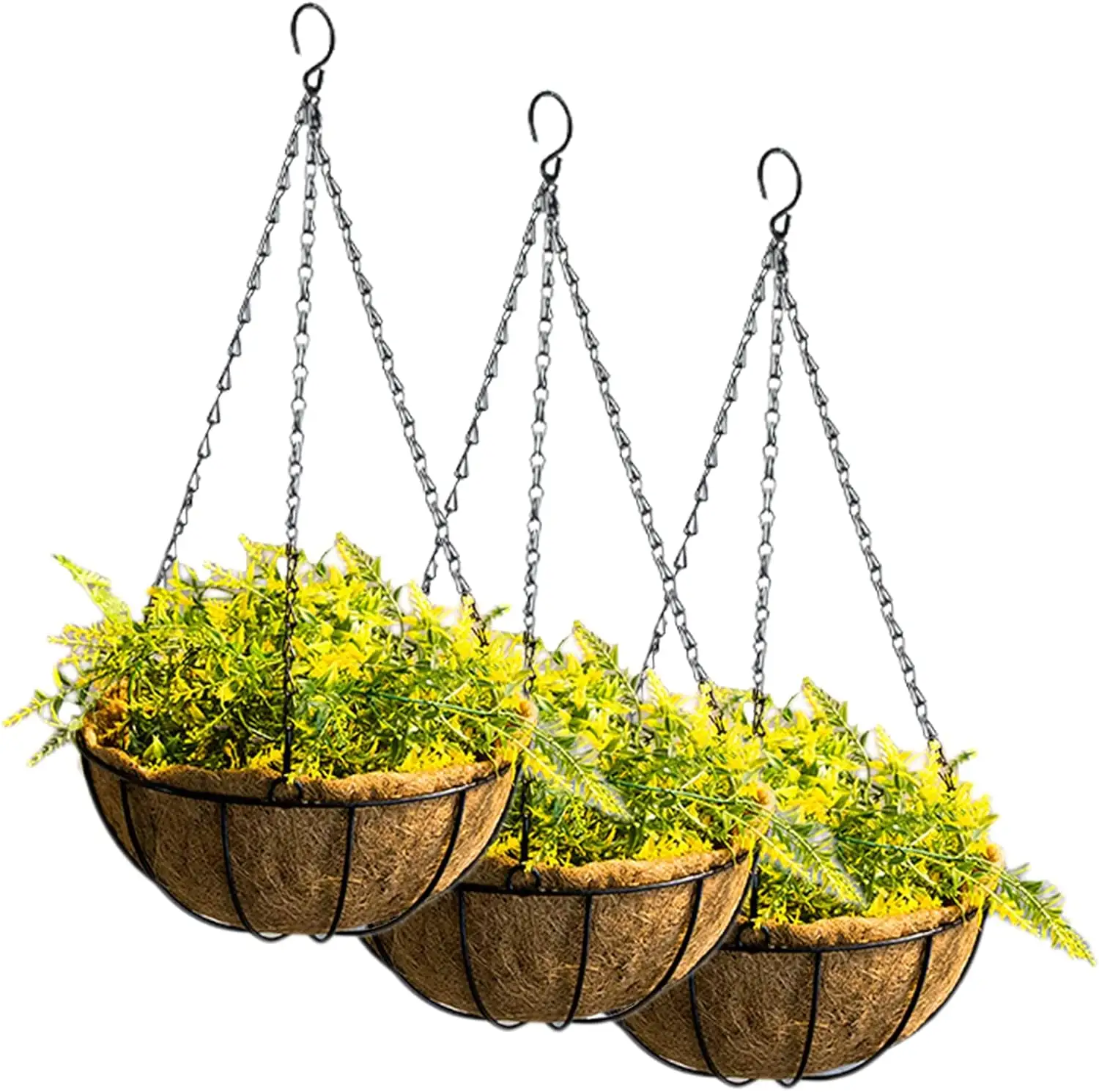 YULIN JIAFU 10 "Pots de fleurs suspendus en métal jardinières suspendues panier de plantes avec doublures en fibre de coco