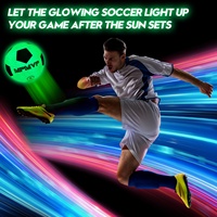 Ballon de football en caoutchouc LED de taille 5 rechargeable par USB, logo personnalisé imprimé, lumière verte lumineuse, effet lumineux dans le noir