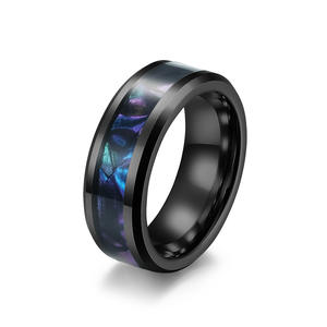 Men's Black <b>Titanium</b> Steel <b>Ring</b> Purple Green Inlay Channel Setting Party Jewelry Fashion <b>Rings</b> - Product Image 5