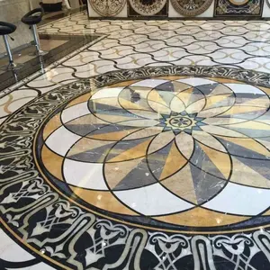 Redonda de lujo por chorro de corte de piedra cuadrado de suelo de mármol de incrustación de pavimentos