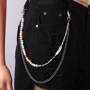 Chaîne de taille double couche en forme de cœur avec lettres, imitation perles, pour femme, idéale au quotidien - Product Image 2