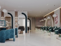 Comptoir de réception et présentoirs personnalisés de luxe pour salon de coiffure, pour la décoration de magasins de beauté professionnels