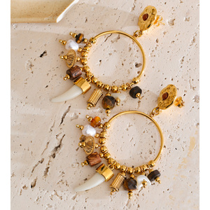 Xy 5499 फ्रेंच शैली अतिरंजित रेसिन हाथीरी 80 मिमी ड्रॉप इयररिंग्स स्टेनलेस स्टील के सोने के टुकड़े टुकड़े टुकड़े टुकड़े टुकड़े टुकड़े टुकड़े - Product Image 4