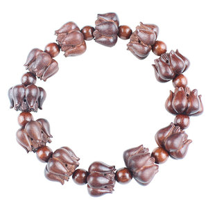 Bracelet en bois de rose africain Lotus, 12 perles, bijoux pour cérémonie religieuse - Product Image 5