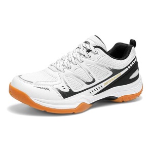 Chaussures de sport respirantes en maille blanche et noire avec semelle en caoutchouc, antidérapantes et amortissantes, pour hommes - Product Image 2