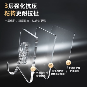 ตะขอแขวนผนังแบบใส รับน้ำหนักได้ดี 3-5 กก. สำหรับใช้ในห้องน้ำและห้องครัว - Product Image 3