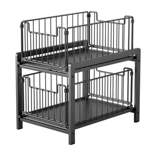 Stainless Steel Drain Rack Folding Dry Sink Black Cabinet Large Drying Rack Multifunction Rack