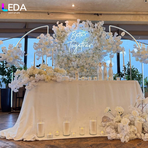 LEDA Indoor Event Party White LED Fan-shaped Metal Background <b>Frame</b> Simple Wrought Iron Hanging Flower Arch for <b>Wedding</b> - Product Image 4