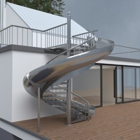 Escalier en volantier en acier inoxydable 304 avec glissière intégrée pour maison de vacances familiale et loisirs en plein air