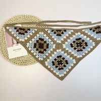 Bandana Segitiga Desain Kupu-kupu Geometris Retro Buatan Tangan Wanita, Ikat Kepala Rajut Elastis, Kerudung, Hadiah Grosir