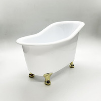 Boîte à cosmétiques en plastique PP, mini bouteille de baignoire créative/couleur blanche avec les pieds dorés, soins quotidiens, conteneurs de savon de salle de bain, emballages
