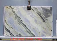 Dalles de quartzite bleu océan translucide de luxe brésilien, panneaux muraux, correspondance des motifs, quartzite bleu Rome pour table, îlot, comptoir