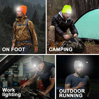 Gorro de Punto LED Unisex para Adultos y Adolescentes, Gorro de Invierno con Luz Nocturna para Correr de Noche, Gorro de Punto Cálido con Lámpara Frontal