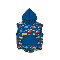 Barboteuse personnalisée sans manches à capuche pour bébés garçons, motif dessin animé, collection printemps