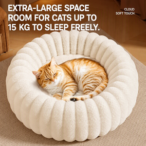 Coussin <span class=keywords><strong>pour</strong></span> chat Cloud Ultra Soft Fluffy Donut, chaud, avec rebord haut, grande capacité, nid douillet <span class=keywords><strong>pour</strong></span> chats et petits chiens - Product Image 4