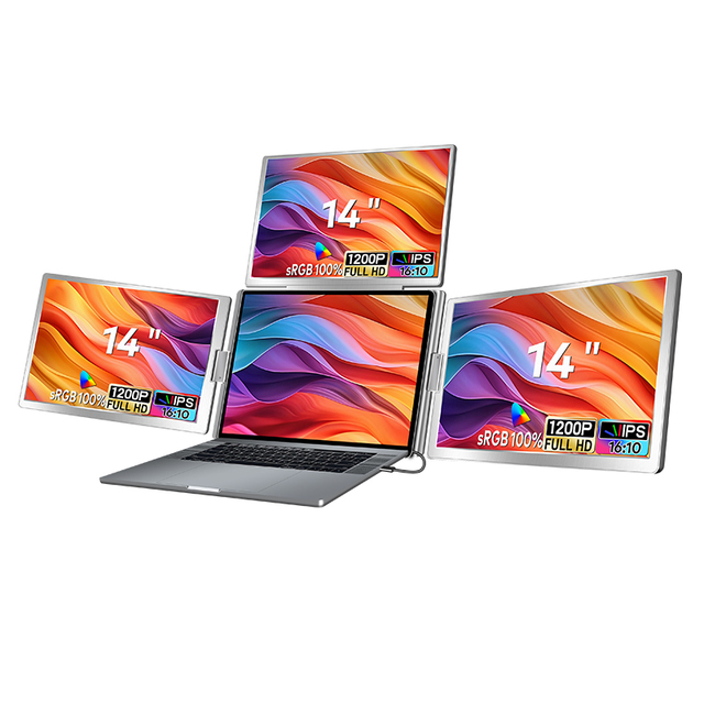 Portable Monitor 14 Inch Display Screen Quad Screen Monitor Laptop For 12-16 Inch Laptop Super Workstation