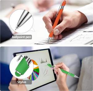 Bolígrafo Stylus elegante de Metal con logotipo personalizado para pantallas táctiles suaves de goma arcoíris, bolígrafo Stylus 2 en 1 de tinta negra de 1,0mm - Product Image 4