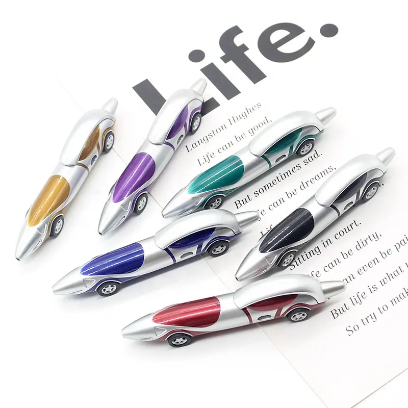 Creative Auto Balpen Automotive Relatiegeschenk Pen Sliding Plastic Multicolor Auto Pen Met Wiel