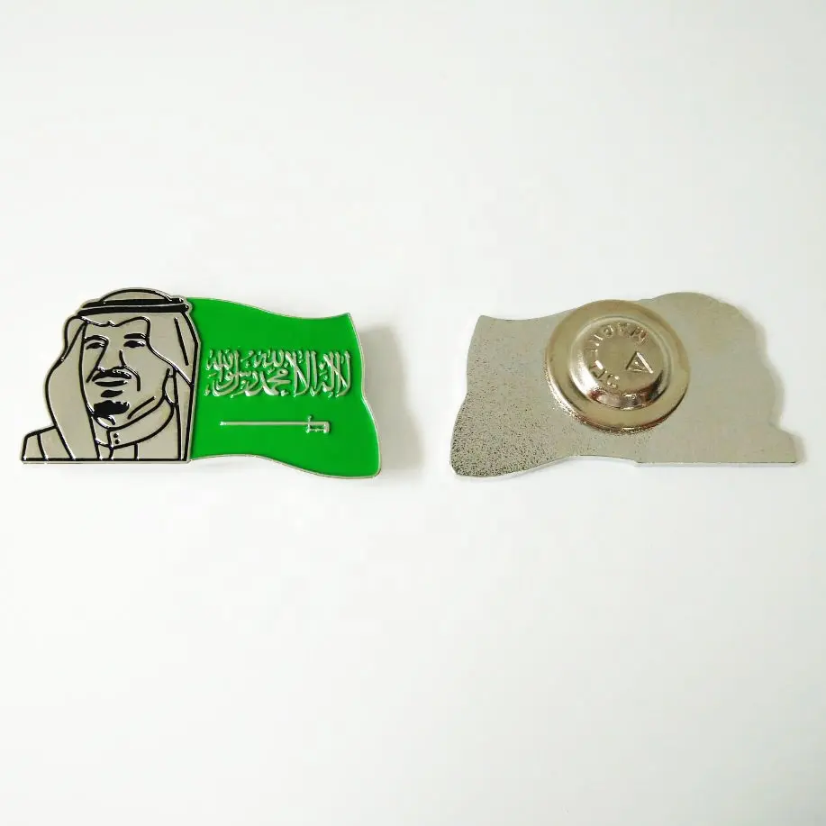new hot Kingdom of Saudi Arabia national day metal gifts and crafts magnetic brooch pin with Saudi Arabia Saudi flag Salman