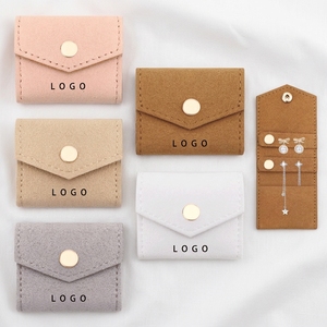 Organizer per Gioielli da Viaggio Portatile con Logo Personalizzato, Pochette Pieghevole in Microfibra Scamosciata, Piccola Borsa Morbida con Bottone a Pressione per Regalo - Product Image 1