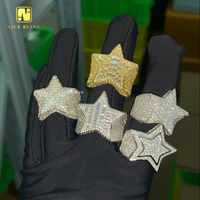 Pass Diamond Tester Iced Out 7 Designs Star Shape Hip Hop Rapper Jewelry Full With VVS Moissanite Diamond 925 Silver Men Ring
