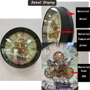 <span class=keywords><strong>Horloge</strong></span> <span class=keywords><strong>murale</strong></span> à mouvement silencieux à quartz en métal rustique carrée à une seule face avec <span class=keywords><strong>aiguilles</strong></span> et engrenages mobiles réels, chiffres romains, nouvelle collection 2025 - Product Image 6