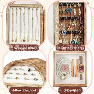 Large capacity wooden jewelry storage <b>box</b>, desktop organizer, necklace and <b>earring</b> organizer, solid wood jewelry <b>box</b> - Product Image 3