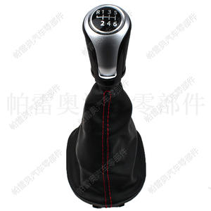 Funda de Palanca de Cambios de Cuero para Coche, 6 Velocidades, Línea Roja, Negra, para Volkswagen Caddy Golf 6, Ergonómica - Product Image 4