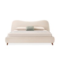 Lit convertible moderne classique en bois massif blanc, taille King, avec revêtement en velours, design de lit rembourré doux pour hôtel, fonctionnalités de massage