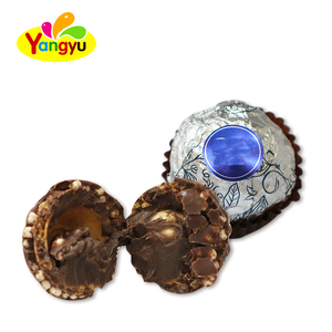 Nouveauté : Bonbons au chocolat en forme de boule croustillante aux noisettes, enveloppés de feuille d'argent, boîte transparente de 16 pièces, vente en gros - Product Image 2