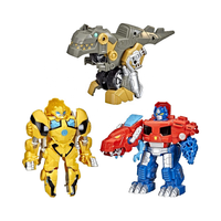 Juguete de Regalo para Niños de 3+ Años, Robot de Juguete Transformable Personalizado en Oferta, Playskool Primal Team-Up, Paquete de 3, 4.5 Pulgadas