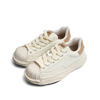Chaussures décontractées unisexes en cuir véritable à semelle épaisse et souple, avec bout coquille et semelle fondue, à lacets, de haute qualité, vente en gros