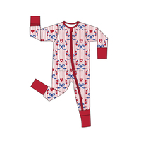 Organische bamboevezel Valentijnsdag baby romper met aangepaste hittetransfer logo patroon kleur maat lage minimale bestelhoeveelheid hartprint slaappak